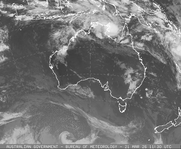 BOM National infrared satellite showing cloud cover
